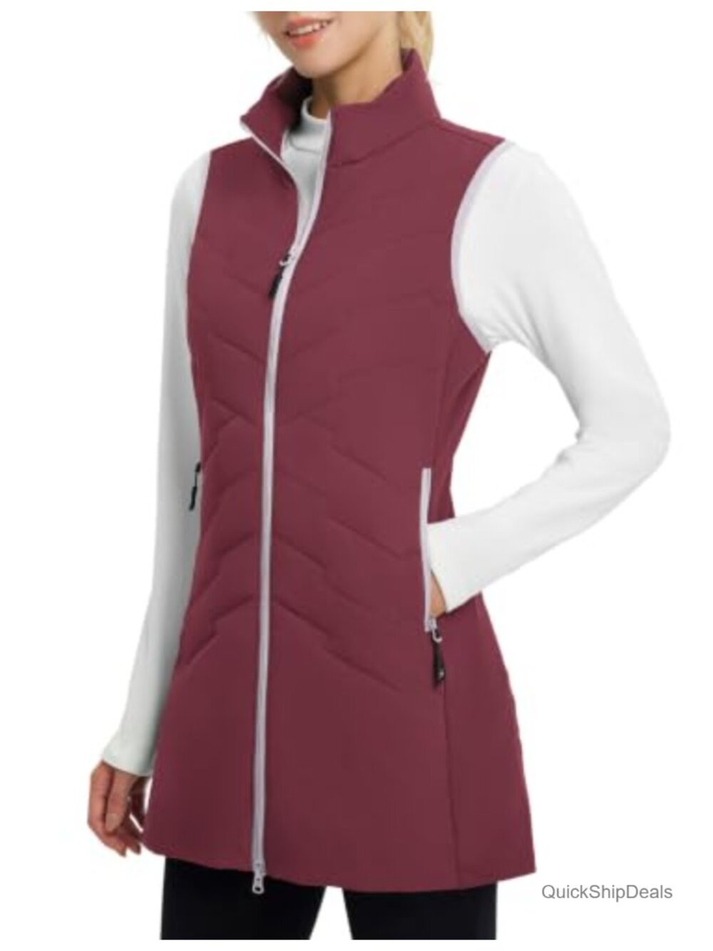 baleaf Women's Long Puffer Vest Fleece Lined Water Resistant Sleeveless